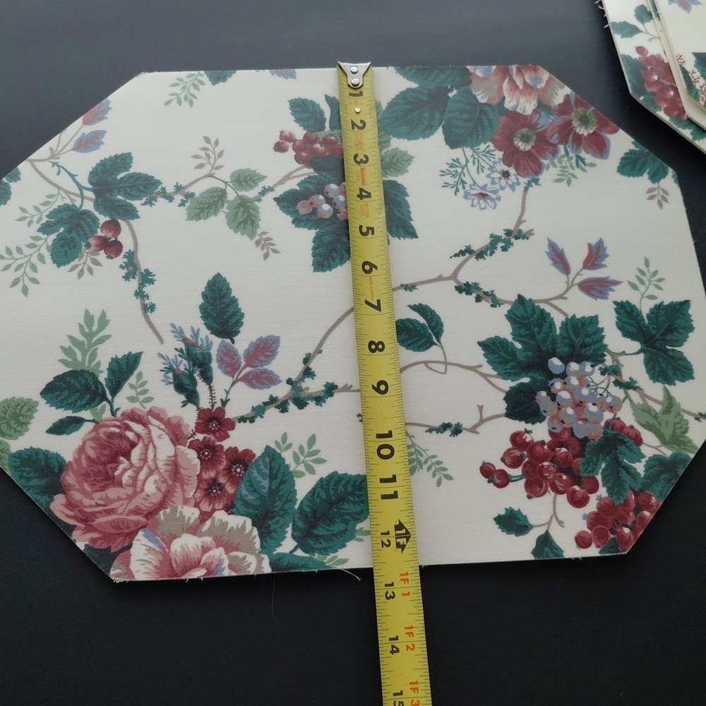 6 VTG Placemats Vinyl Cabbage Rose Grapevine Teatime Cottagecore Girly Homestead - Picture 15 of 16